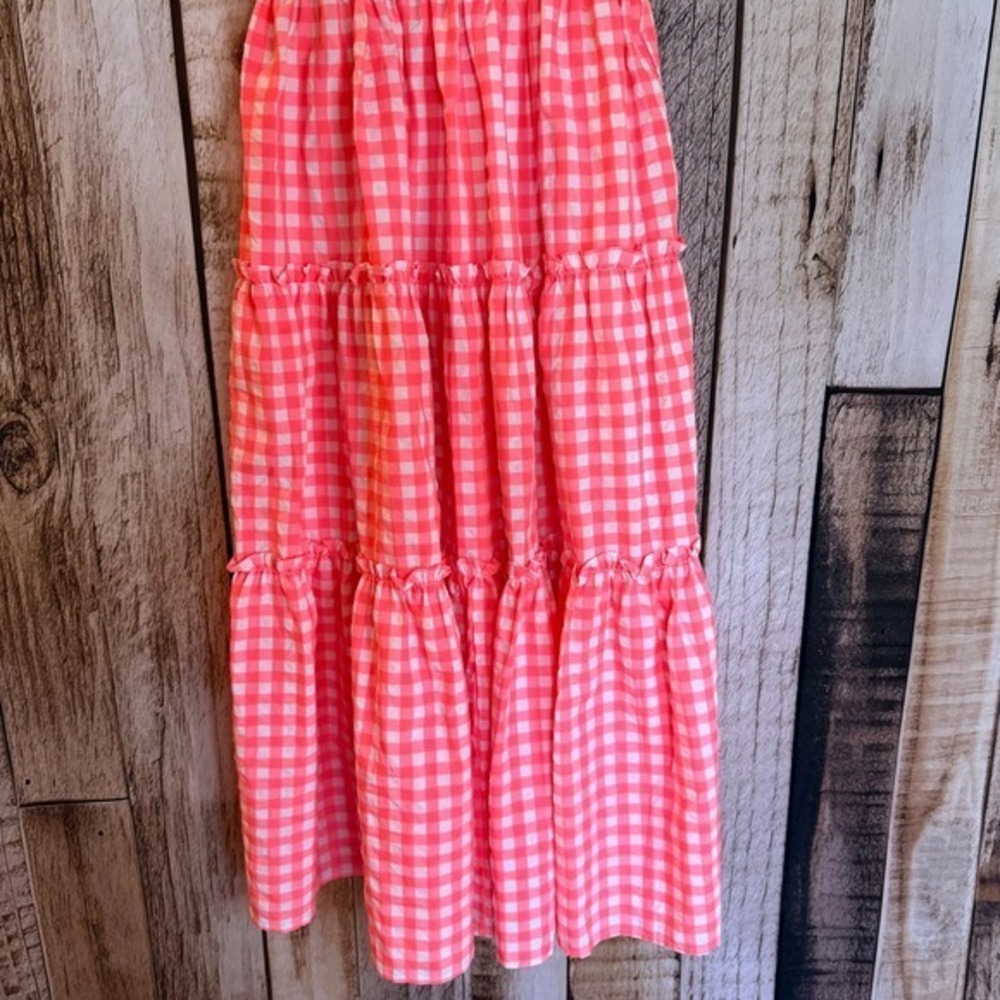 Pomander Place Nellie Smocked Maxi Dress Electric Pink Gingham Tuckernuck M - Picture 4 of 8